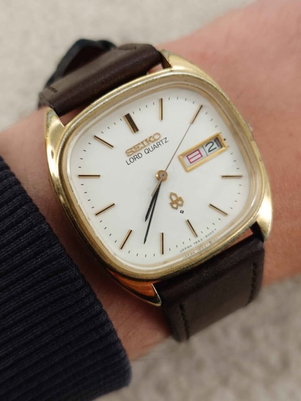 Seiko Men’s Watch Lord Quartz 7853-5040 Square Day Date JDM 1978 34mm Vintage